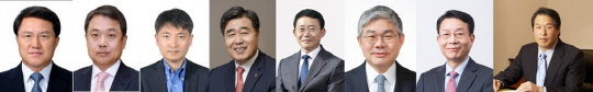 이영호 삼성물산 건설부문 사장(왼쪽 첫번째부터), 정진행 현대건설 부회장, 김상우 대림산업 사장, 김형 대우건설 사장, 하석주 롯데건설 사장, 안재현 SK건설 사장, 김대철 HDC현대산업개발 사장. 김석준 쌍용건설 회장<각 사 제공>
